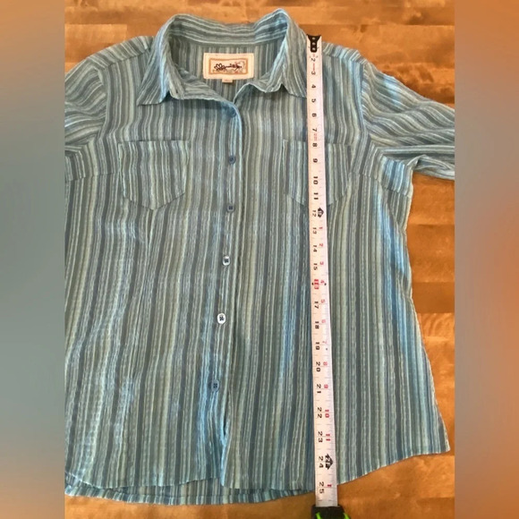 AVENTURA Women’s Blue Long Sleeve Button Up Blouse Large Stripe Detail - Picture 11 of 11